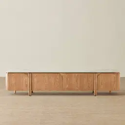 Portobello Light Brown Ash Veneer Entertainment Unit - Pandora Brown Sintered Stone Top