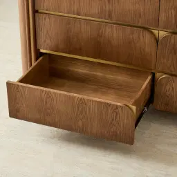 Portobello Toffee Brown Ash Veneer Dresser - Pandora Brown Sintered Stone Top