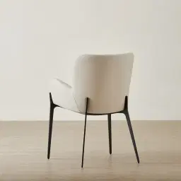 Milana Glacier Grey Vegan Leather Dining Chair - Black Metal Legs