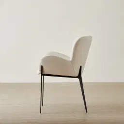 Milana Glacier Grey Vegan Leather Dining Chair - Black Metal Legs
