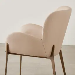 Milana Sand Beige Vegan Leather Dining Chair - Brushed Bronze Leg