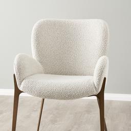 Milana Snow White Boucle Dining Chair - Brushed Bronze Legs