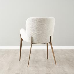 Milana Snow White Boucle Dining Chair - Brushed Bronze Legs