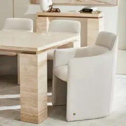 Otis Cream Microfiber Fabric Dining Chair