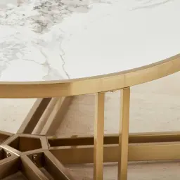 Viviana Sintered Stone Coffee Table - Brushed Champagne Gold Stainless Steel Frame