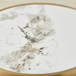 Viviana Sintered Stone Side Table - Brushed Champagne Gold Stainless Steel Frame