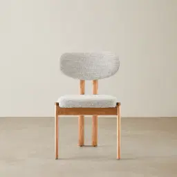 Portobello Murmur White Fabric Dining Chair - Light Brown Ash Legs