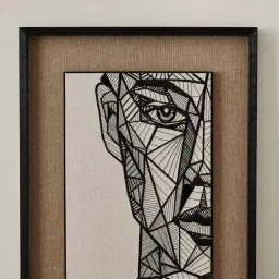 Male Geometric Figure Rectangle Shadow Box with Black PS Frame