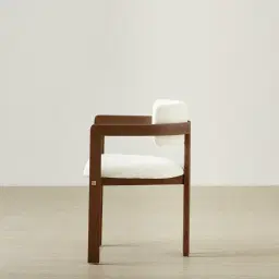 Desmond Chantilly White Fabric Dining Chair - Dark Brown Ash Legs