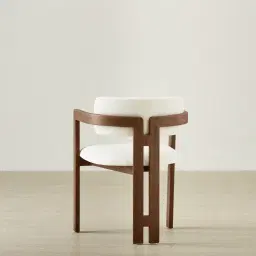 Desmond Chantilly White Fabric Dining Chair - Dark Brown Ash Legs
