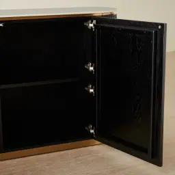 Archie Black Wooden Sideboard with White Sintered Stone Top