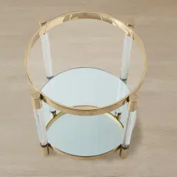 Auryn Polished Champagne Gold Stainless Steel Side Table
