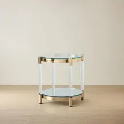 Auryn Polished Champagne Gold Stainless Steel Side Table
