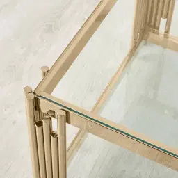 Lindsay Polished Champagne Gold Stainless Steel Coffee Table