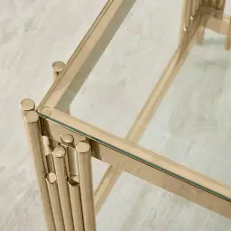 Lindsay Polished Champagne Gold Stainless Steel Side Table