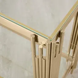 Lindsay Polished Champagne Gold Stainless Steel Console Table
