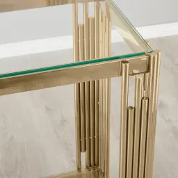 Lindsay Polished Champagne Gold Stainless Steel Console Table