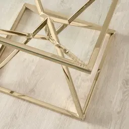 Knox Polished Champagne Gold Side Table - Clear Glass Top