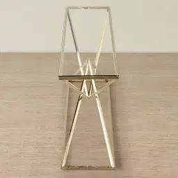 Knox Polished Champagne Gold Console Table - Clear Glass Top