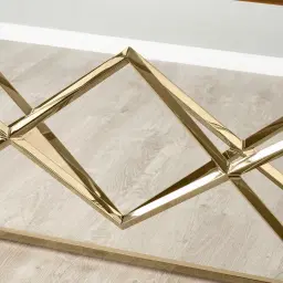 Knox Polished Champagne Gold Console Table - Clear Glass Top