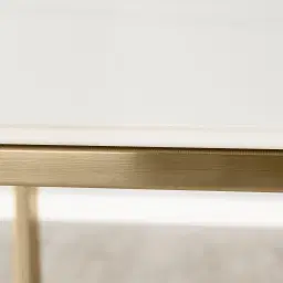 Maia White Sintered Stone Dining Table - Brushed Champagne Gold Stainless Steel Legs 240x120cm