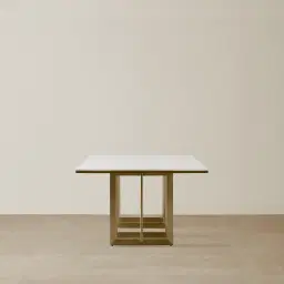 Maia White Sintered Stone Dining Table - Brushed Champagne Gold Stainless Steel Legs 240x120cm