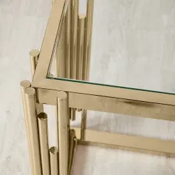 Jules Polished Champagne Gold Stainless Steel Side Table