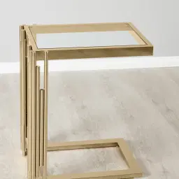 Jules Polished Champagne Gold Stainless Steel Side Table