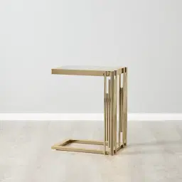 Jules Polished Champagne Gold Stainless Steel Side Table