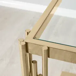 Jules Polished Champagne Gold Stainless Steel Side Table