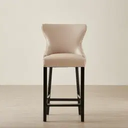 Camille III Beige Vegan Leather Bar Stool
