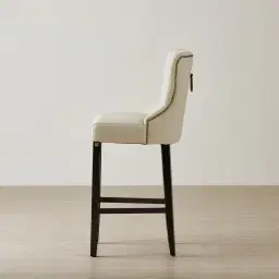 Saxon II Cloud Grey Vegan Leather Bar Stool