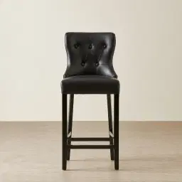 Saxon II Black Vegan Leather Bar Stool
