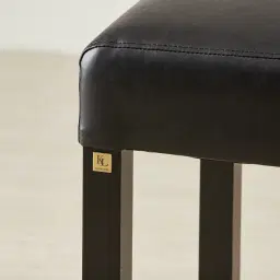 Saxon II Black Vegan Leather Bar Stool