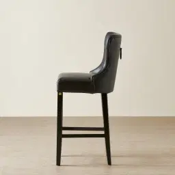 Saxon II Black Vegan Leather Bar Stool