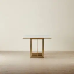 Maia White Sintered Stone Dining Table - Brushed Champagne Gold Stainless Steel Legs 200x100cm