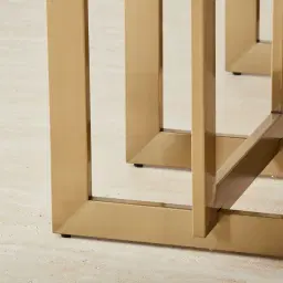 Maia White Sintered Stone Dining Table - Brushed Champagne Gold Stainless Steel Legs 200x100cm