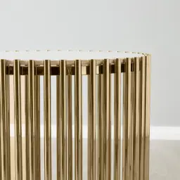 Amaya White Sintered Stone Side Table - Champagne Gold Legs