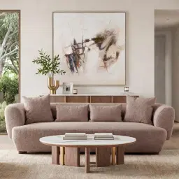 Antonella Warm Taupe 3-Seater Woven Fabric Sofa	