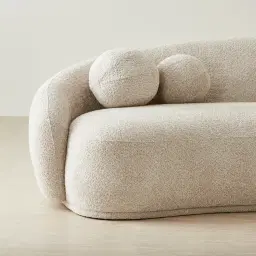 Elianna Stone Cream 3-Seater Woven Fabric Sofa