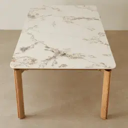 Portobello Pandora Brown Sintered Stone Top Dining Table - Light Brown Ash Legs 240x120cm
