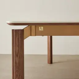 Portobello Pandora Brown Sintered Stone Top Dining Table - Toffee Brown Ash Legs 200x100cm