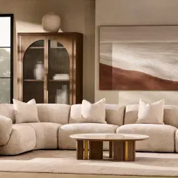 Sir Lionell Gliding White Sintered Stone Coffee Table - Walnut Brown Wooden Legs