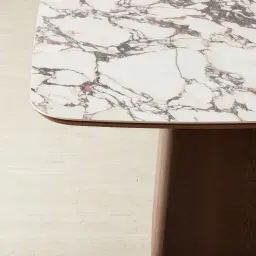 Dunstan Amber Brown Veneer Rectangular Dining Table with Calacatta Viola Sintered Stone Top - 240x120cm