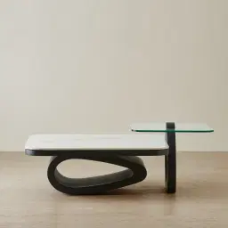Aspen White Sintered Stone Coffee Table - Matte Black Legs