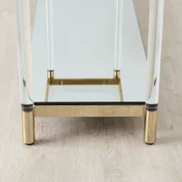 Auryn Polished Champagne Gold Stainless Steel Console Table