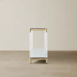 Auryn Polished Champagne Gold Stainless Steel Console Table