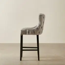 Camille III Pebble Grey Velvet Bar Stool