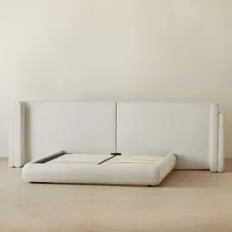 Clementine Dove Grey Woven Fabric Queen Bed
