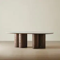 Terzetto Pandora Brown Sintered Stone Curved Dining Table - Dark Brown Ash Legs 200x120cm